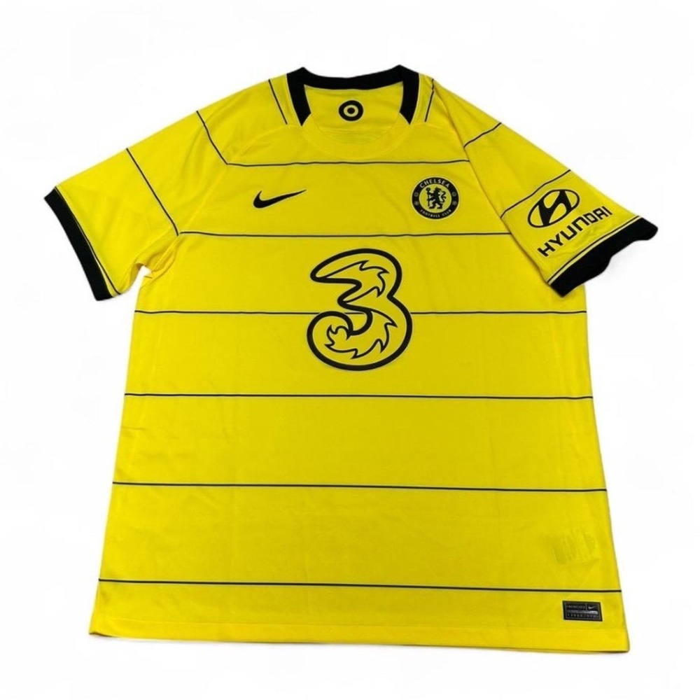 Nike Chelsea FC 2021-22 Away Jersey Mens XL Yellow Pinstripe Soccer jsey